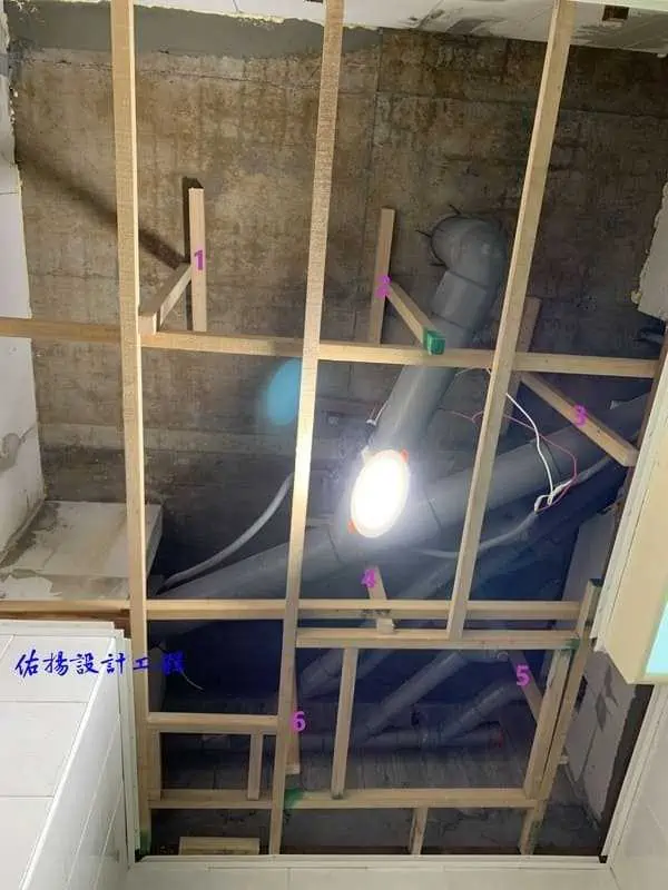 廁所浴室天花板工程-木作角材施工過程和T行吊筋